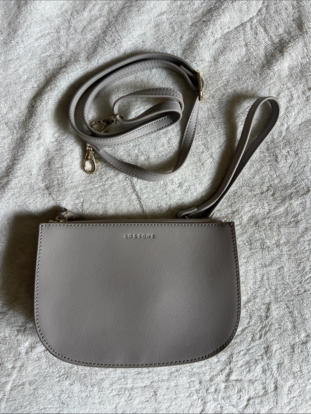 Lo & Sons Waverley 2 Convertible Crossbody Bag - Grey Saffiano Leather - Picture 7 of 12